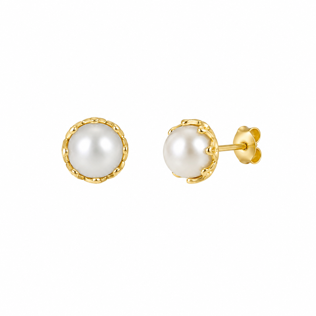 Luna Pearl Stud Earrings - 925 Sterling Silver Earring