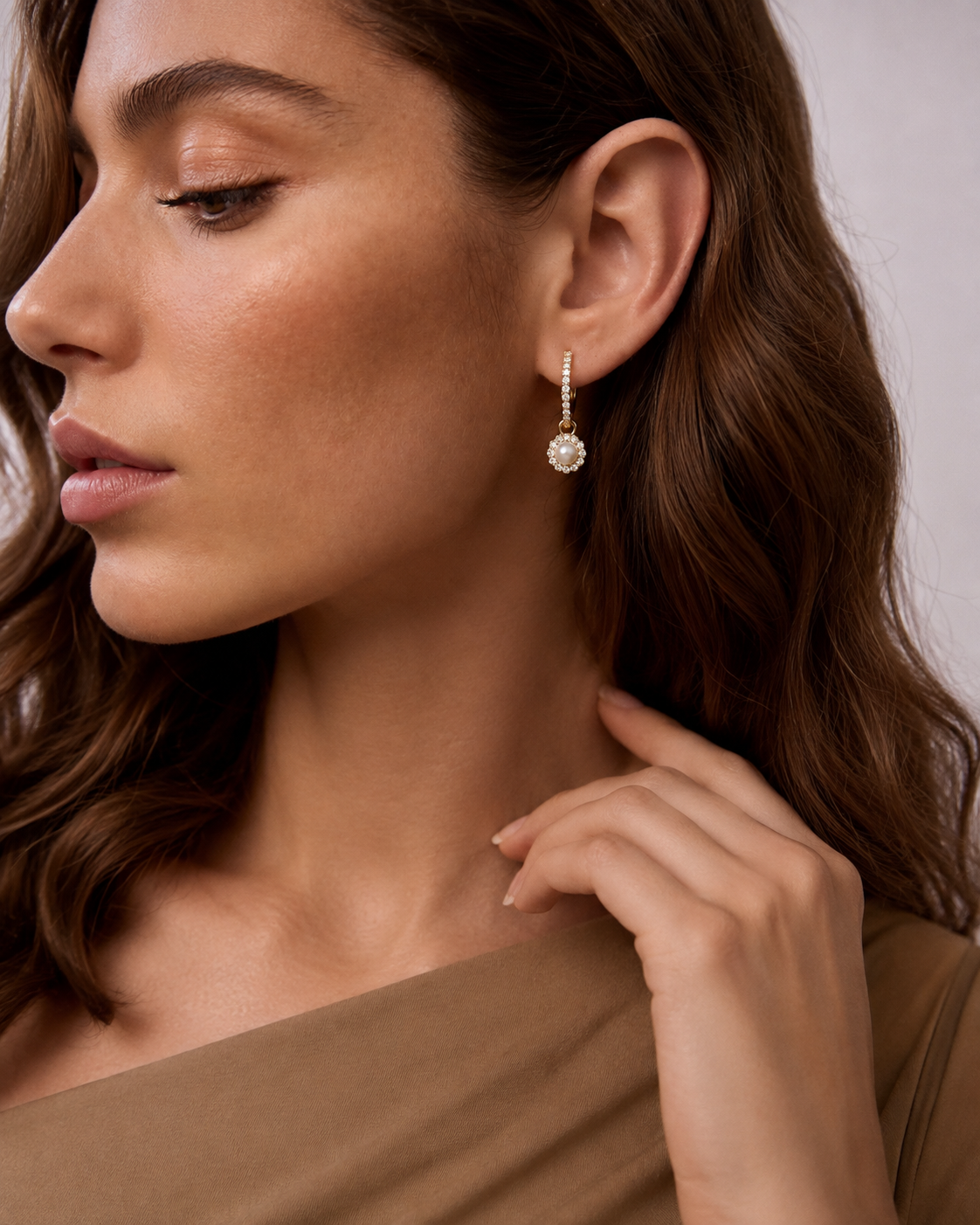 Pearl Halo Drop Earrings - 925 Sterling Silver Earrings