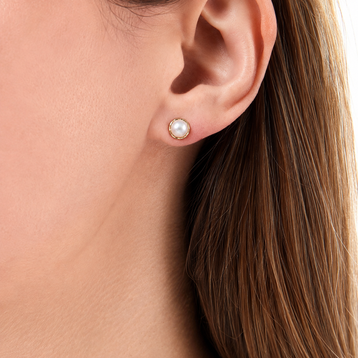 Luna Pearl Stud Earrings - 925 Sterling Silver Earring