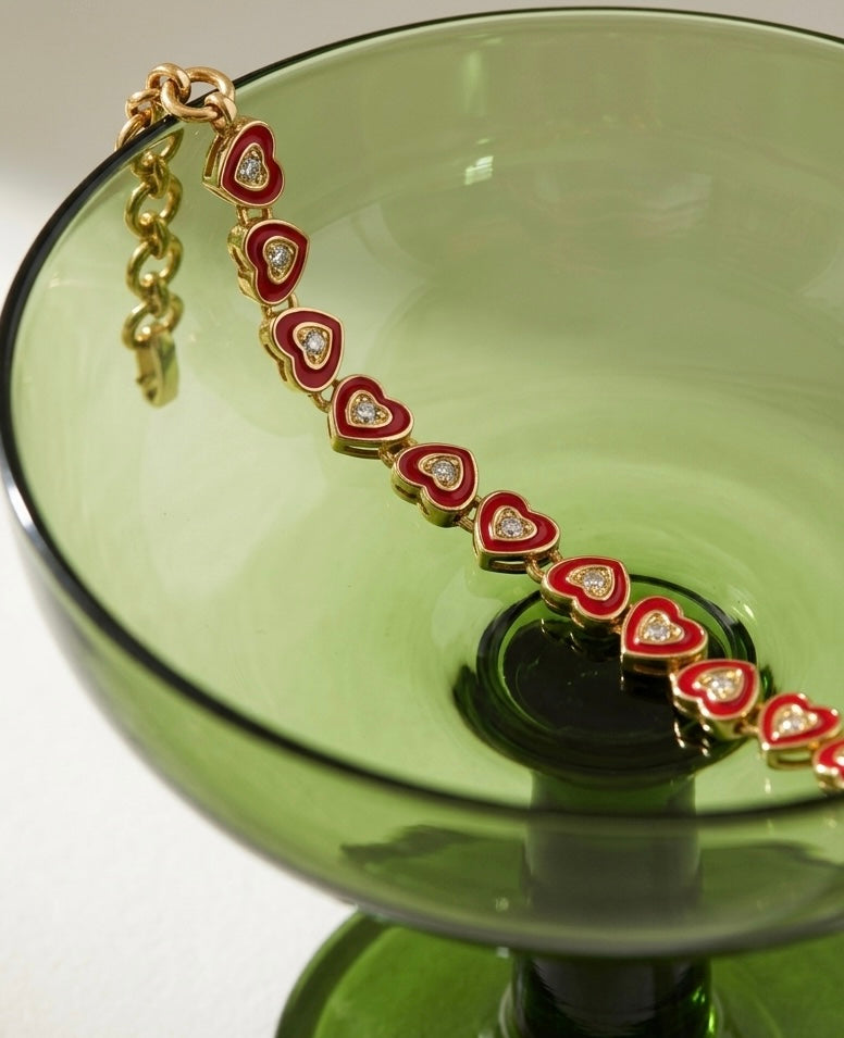Ruby Heart Bracelet – 925 Sterling Silver Bracelet
