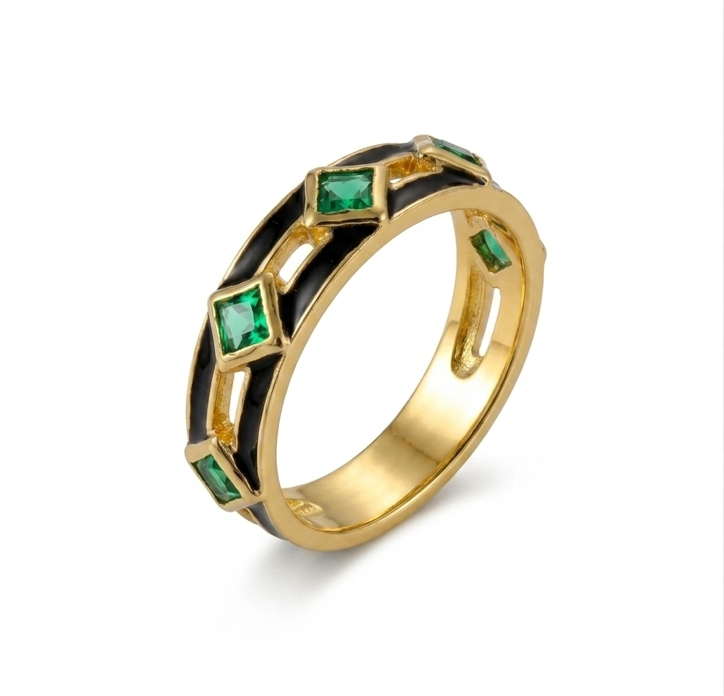 Emerald Eclipse Ring – 925 Sterling Silver Ring