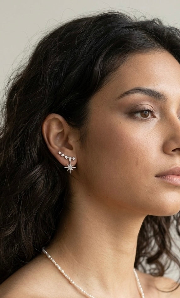 Luna star Climber - 925 Sterling Silver Earring