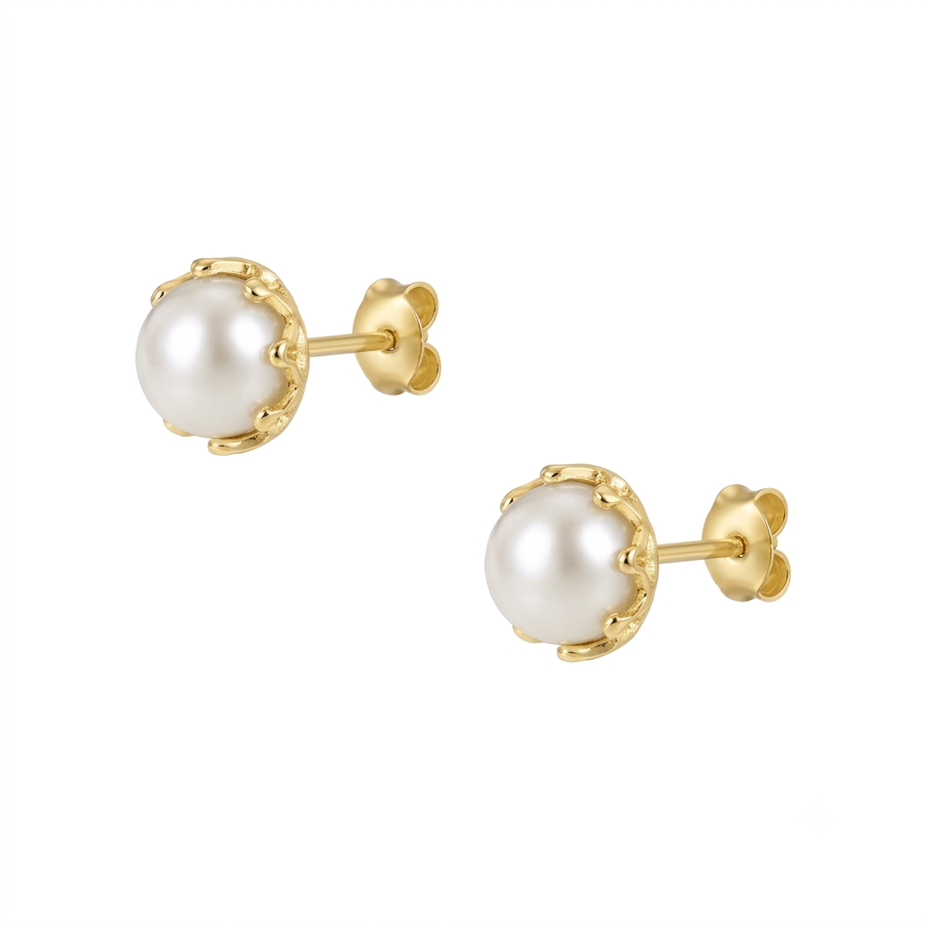 Luna Pearl Stud Earrings - 925 Sterling Silver Earring