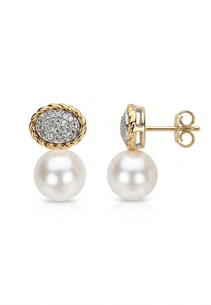 Pearl Pavé Earrings - 925 Sterling Silver Earring