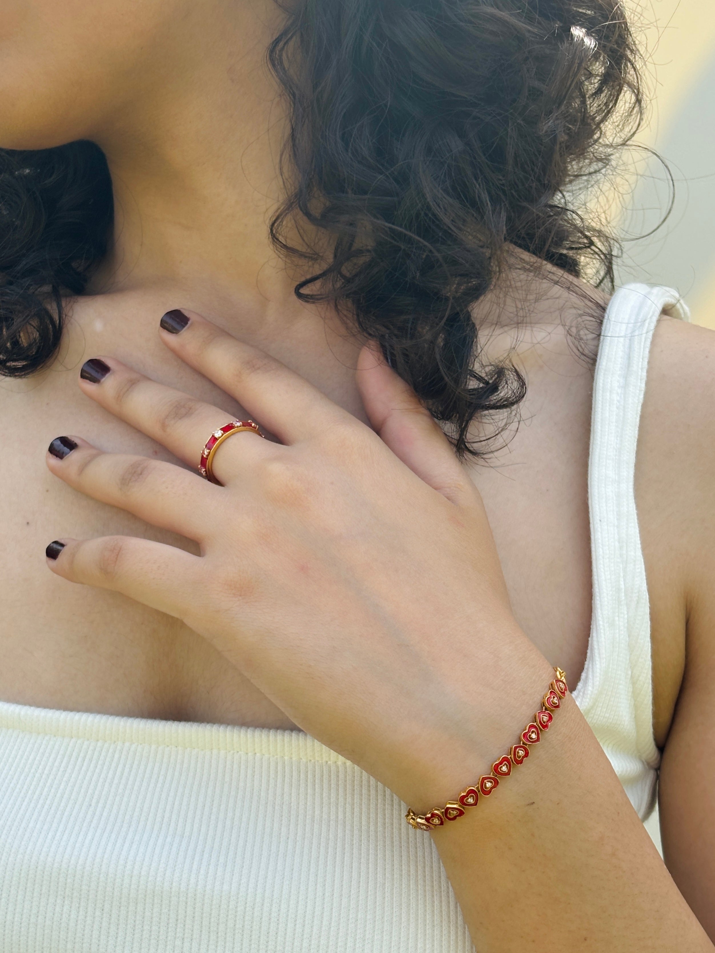 Ruby Heart Bracelet – 925 Sterling Silver Bracelet