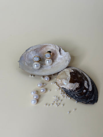 Pearl Pavé Earrings - 925 Sterling Silver Earring